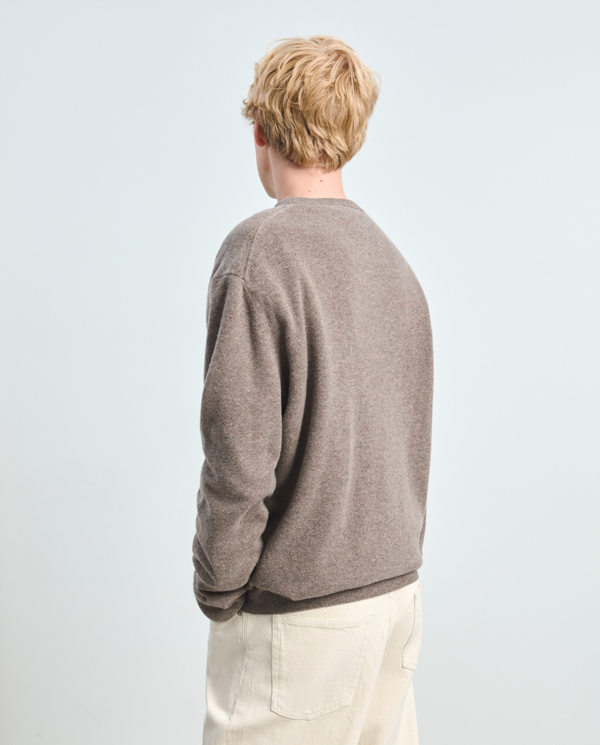 Jersey cuello redondo de lana con cashmere - Green Coast - Visón claro Visón claro-3