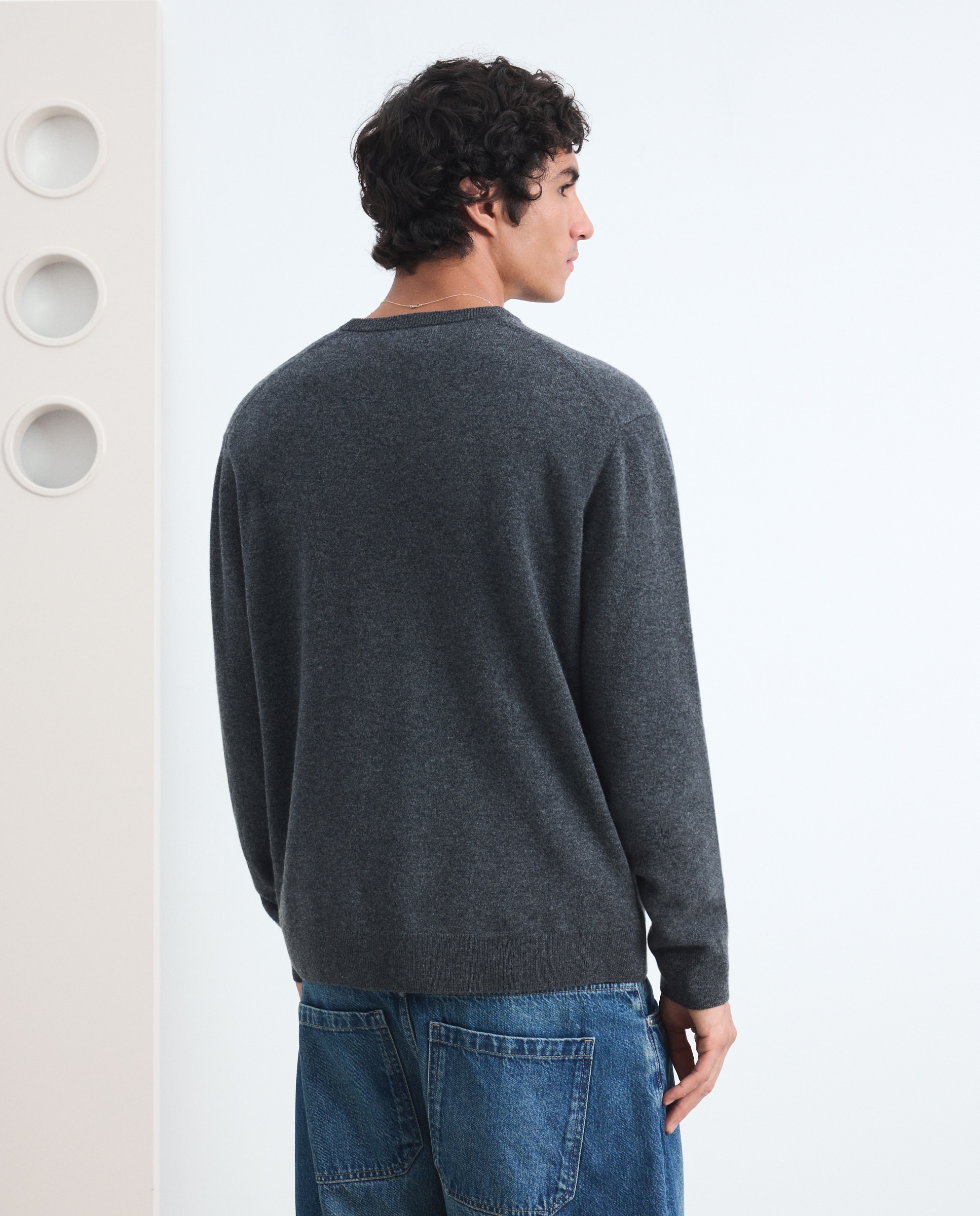 Camisola de Malha de Lã com Decote Redondo e Caxemira 830 Antracite-3