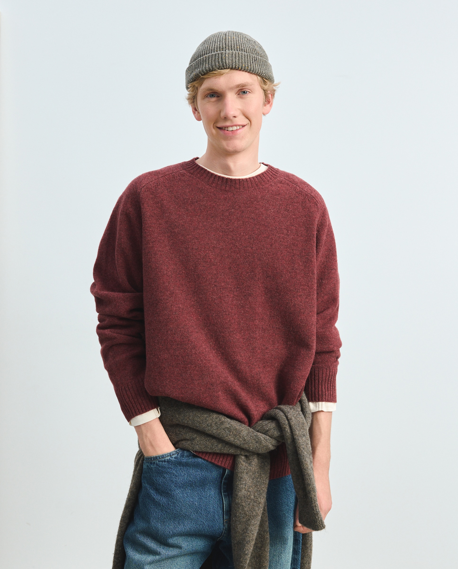 Jersey 100% lambswool cuello redondo - Green Coast - Burdeos Burdeos-1