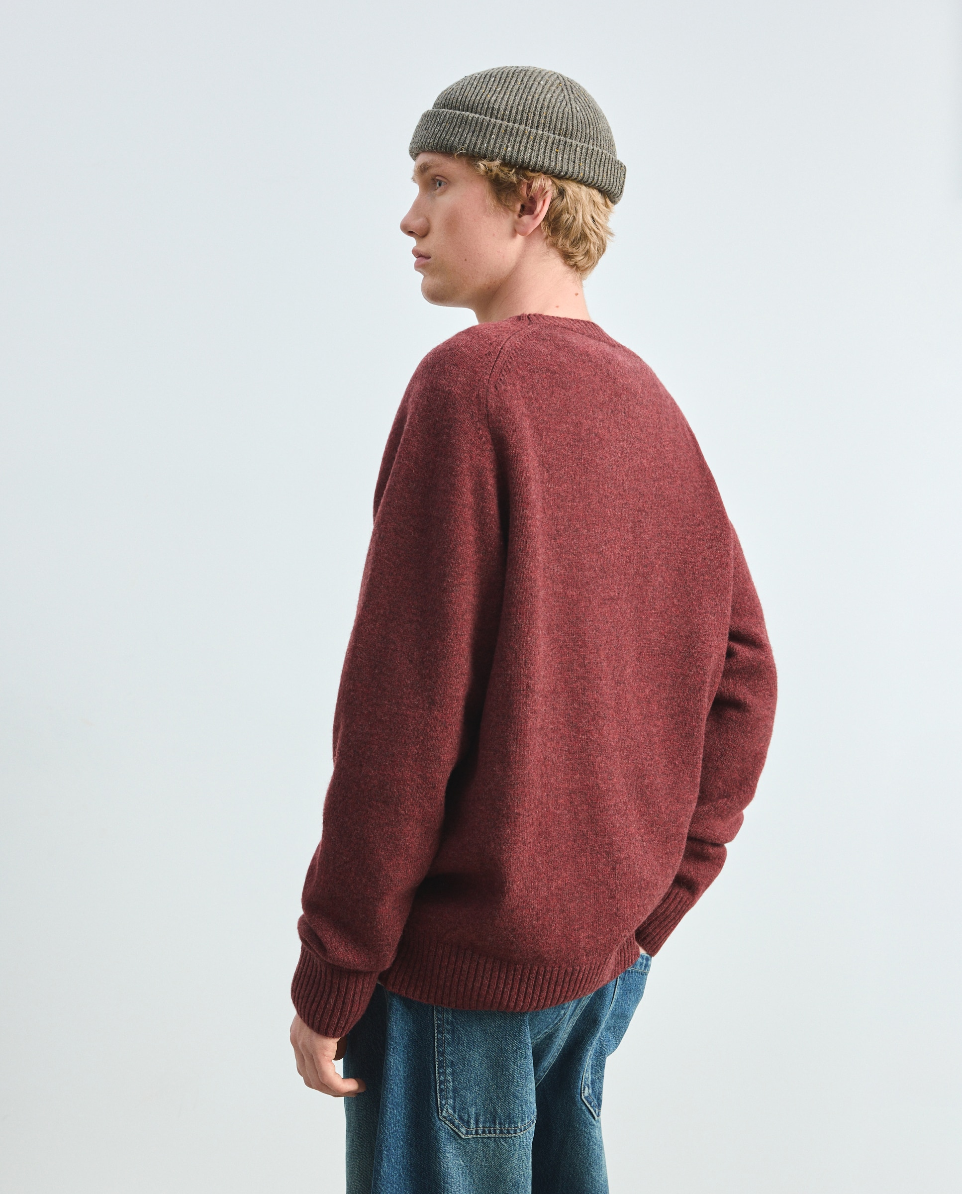 Jersey 100% lambswool cuello redondo - Green Coast - Burdeos Burdeos-3