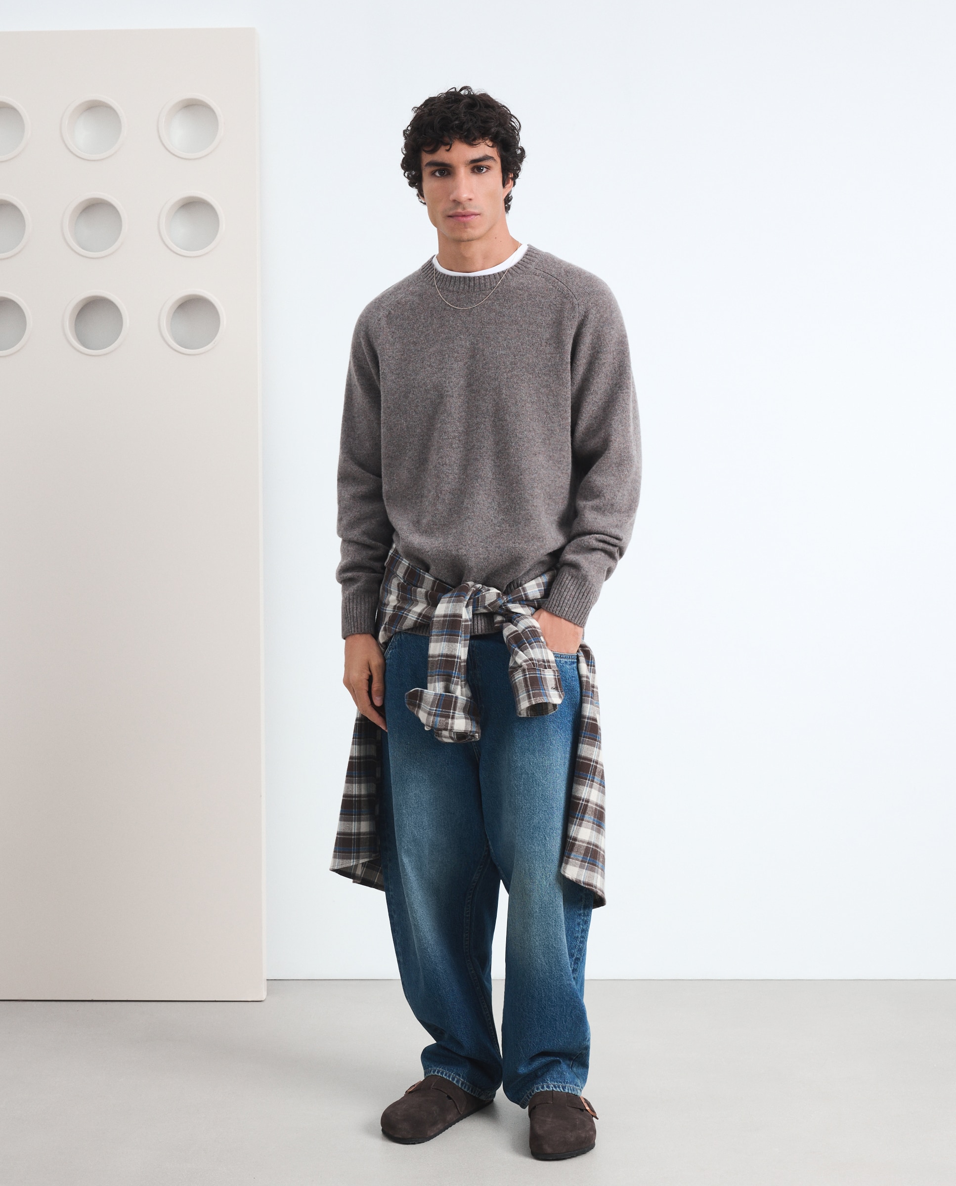 Jersey 100% lambswool cuello redondo - Green Coast - Visón claro Visón claro-1