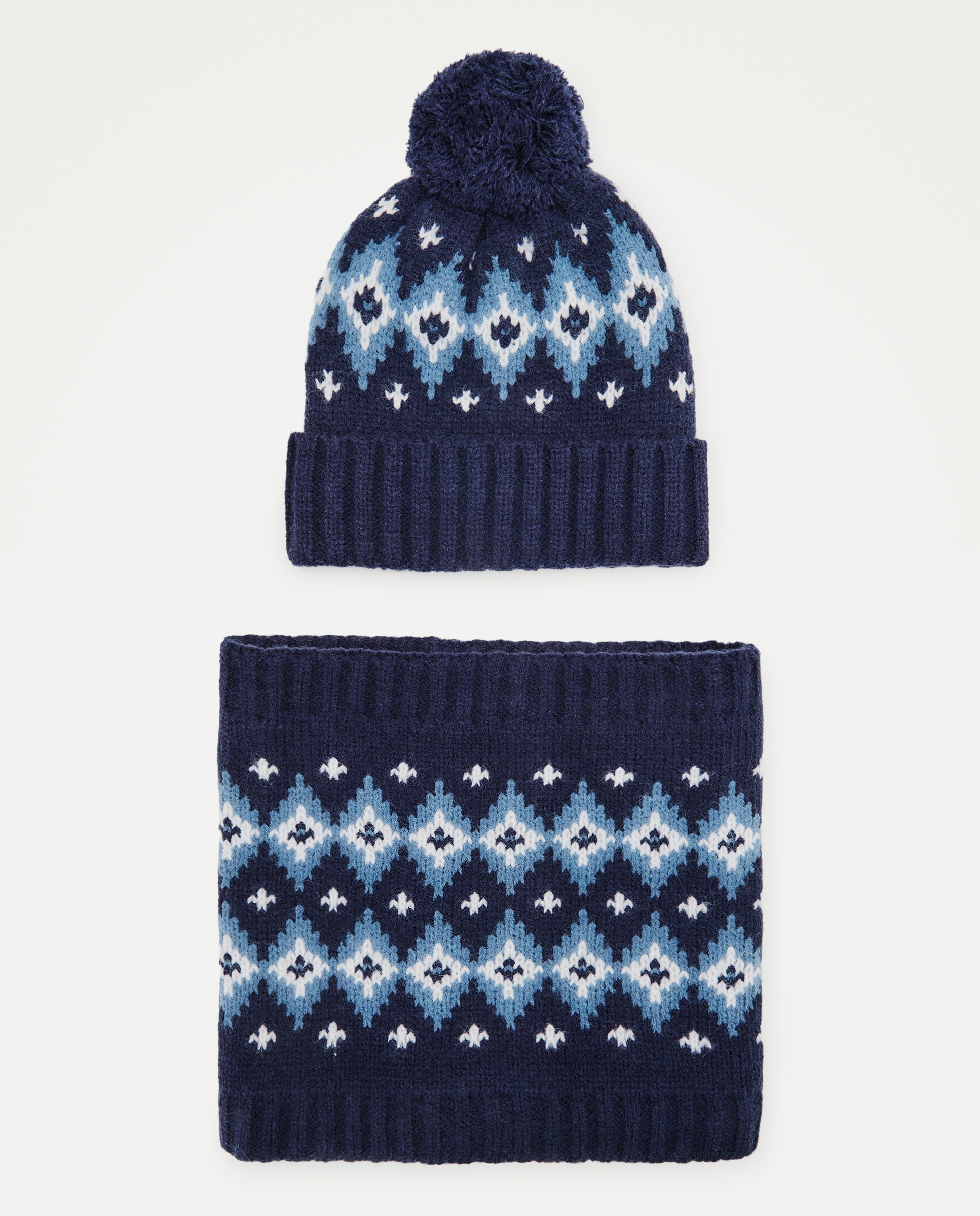 Imagen 1 de Pack regalo gorro y cuello fantasía de hombre Azul marino