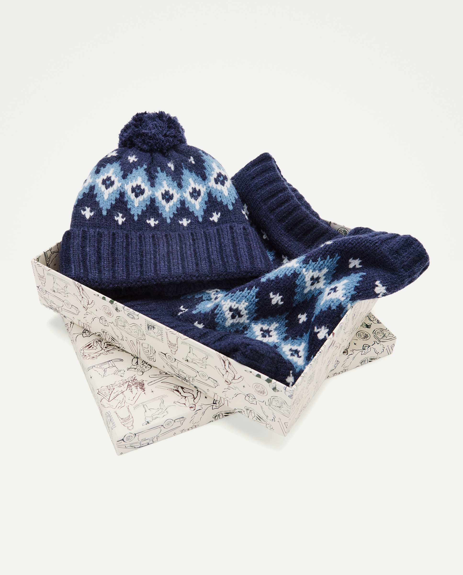 Imagen 4 de Pack regalo gorro y cuello fantasía de hombre - Green Coast - Azul marino Azul marino