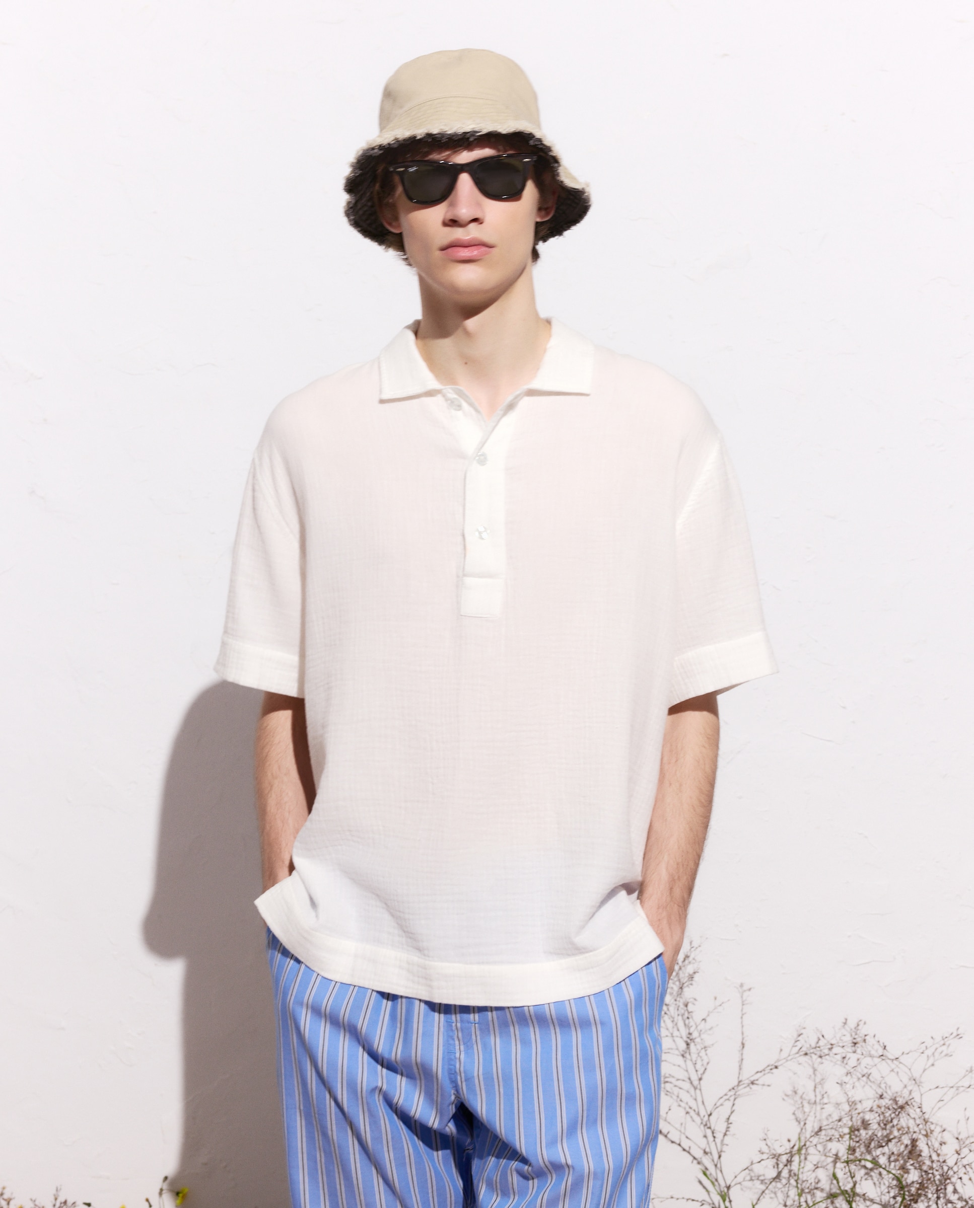 Camisa Tipo Polo de Manga Curta Branco-2