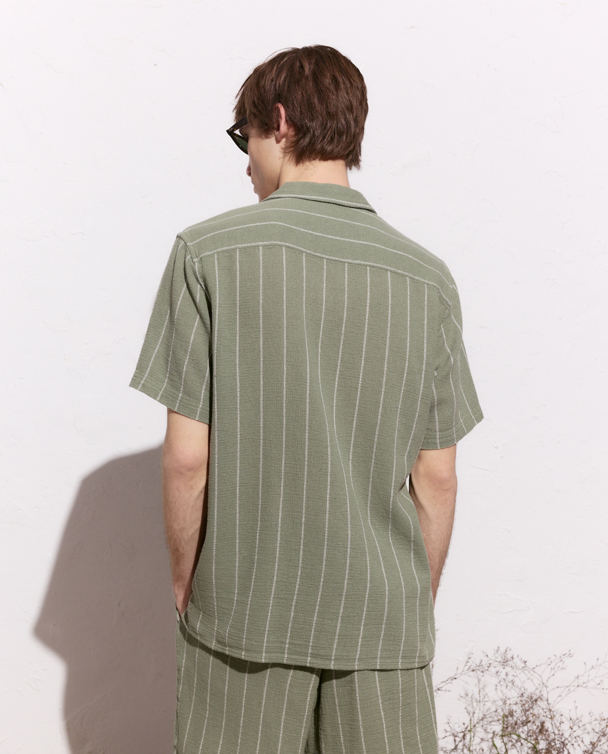 Camisa de Manga Curta Verde-3