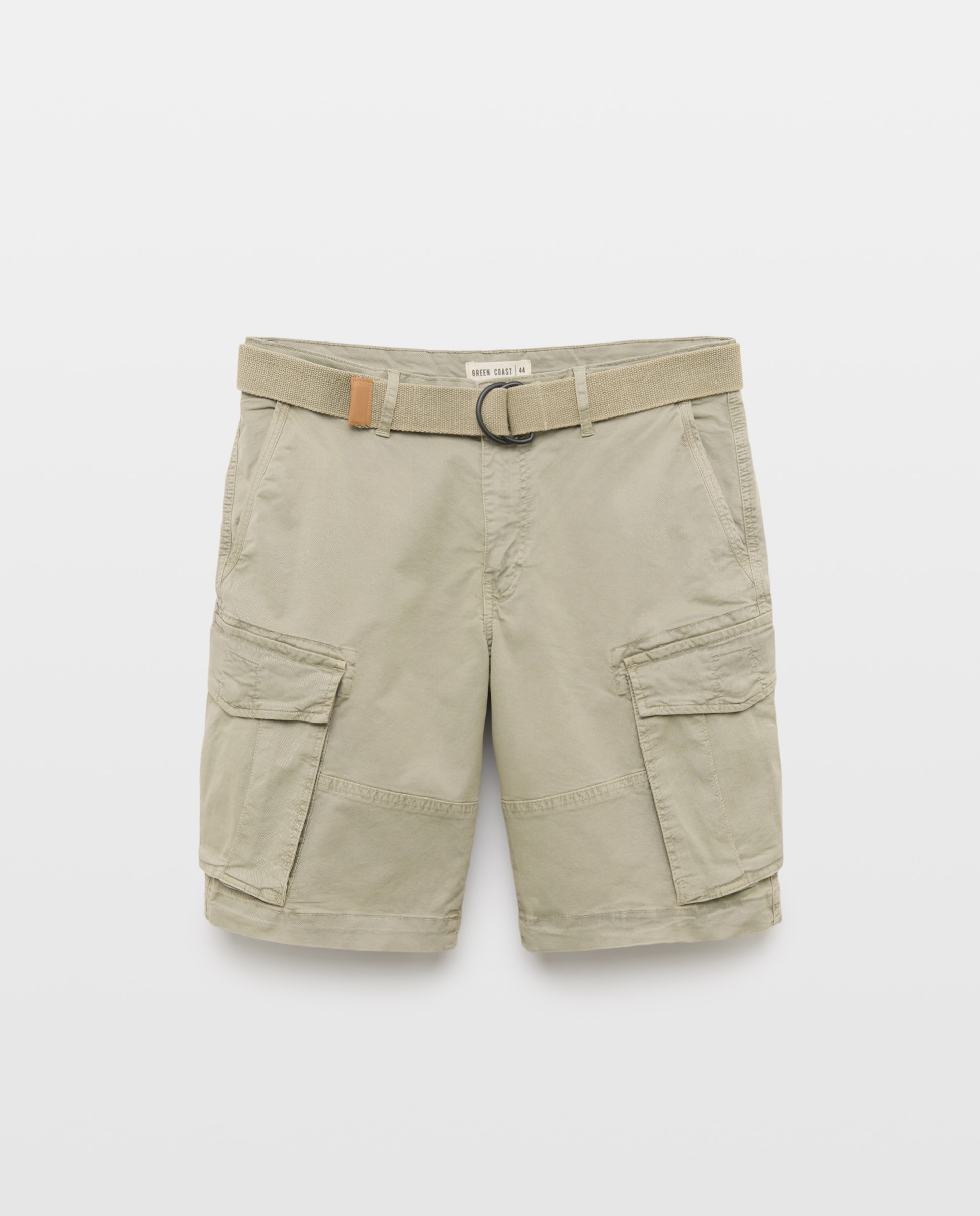 Bermudas Cargo de Algodão com Cinto Cinzento-claro-4