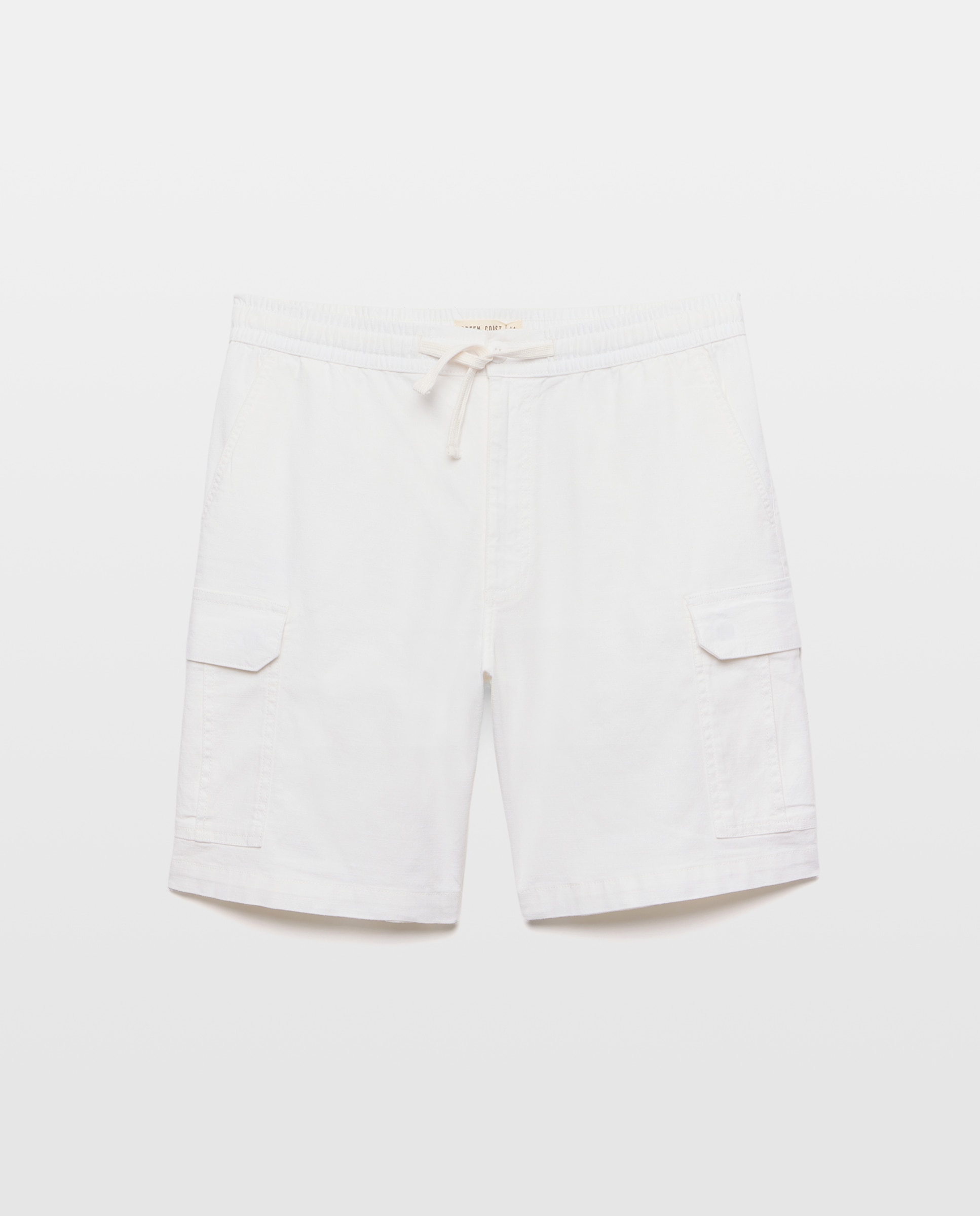Bermudas Cargo com Elástico na Cintura Branco-4