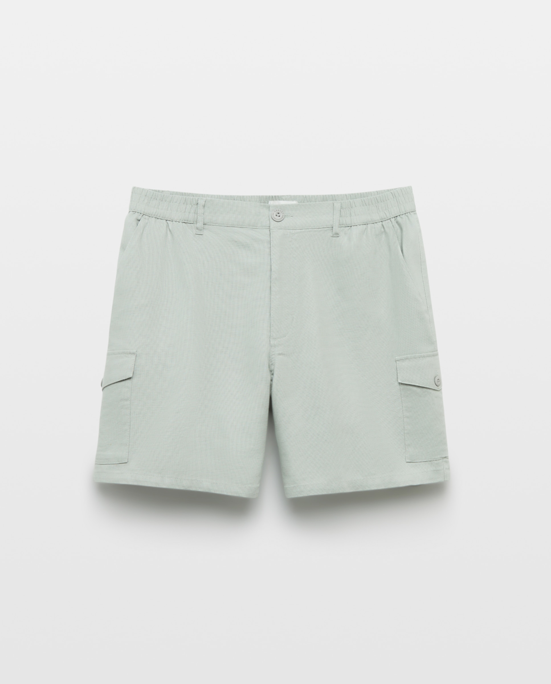 Bermuda de hombre cargo en tejido de lino y algodón - Green Coast - 510 Verde claro 510 Verde claro-4