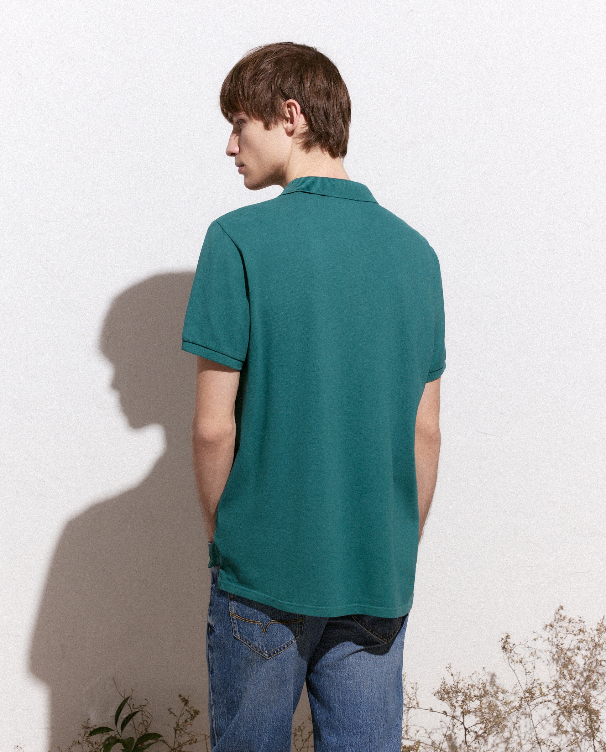 Polo de Manga Curta Garment Dye 580 Musgo-3