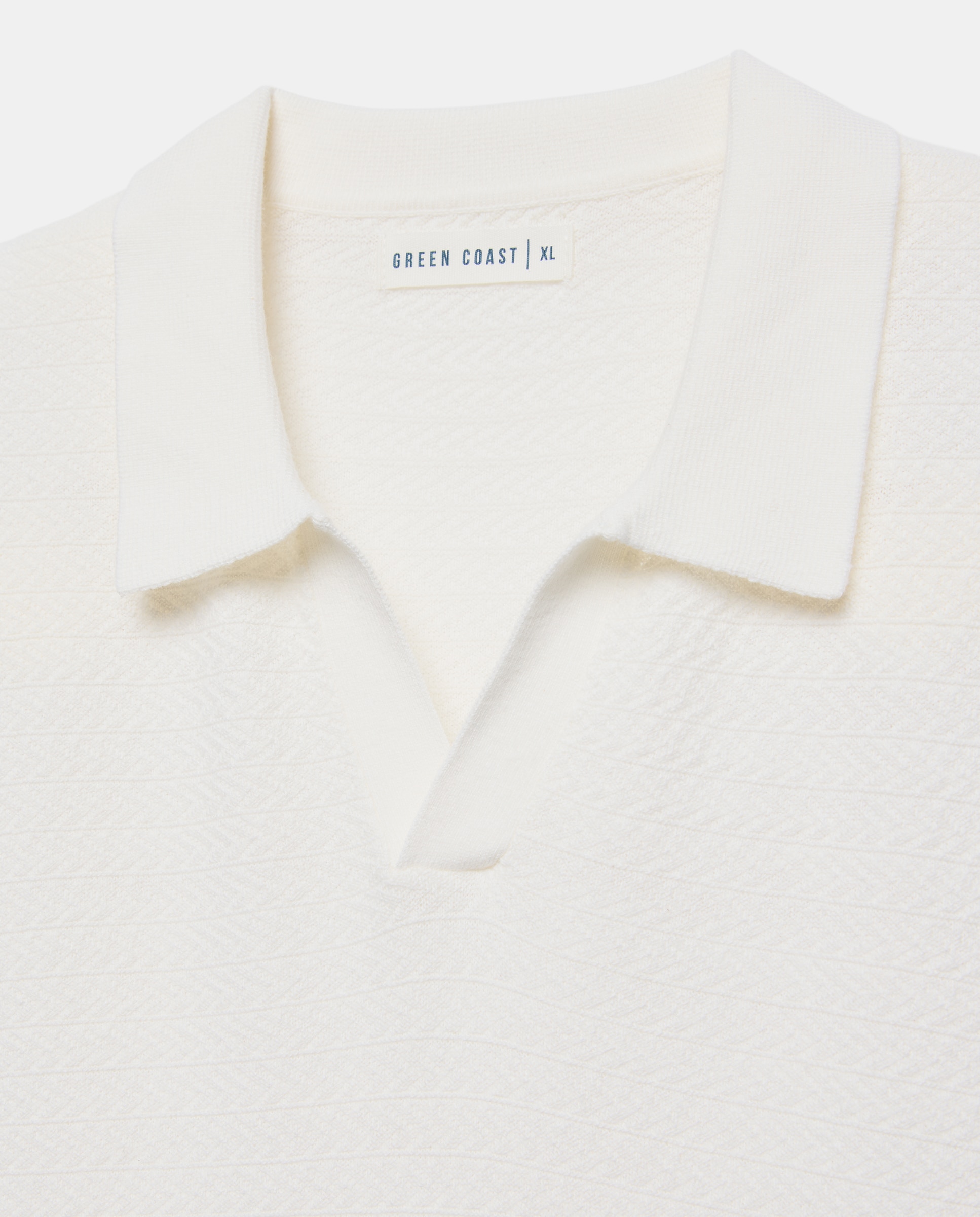 Polo de Tricot com Manga Curta e Estrutura Branco-5