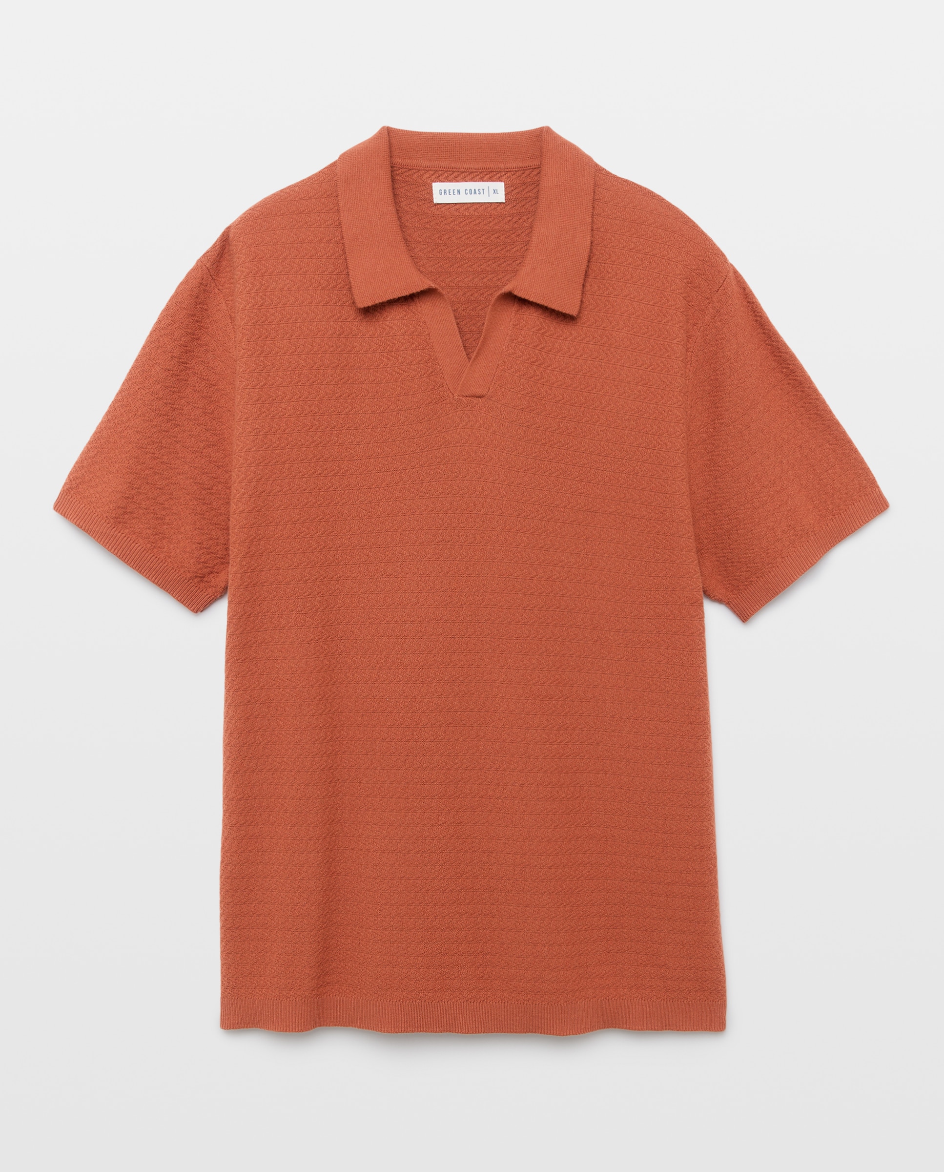 Polo de Tricot com Manga Curta e Estrutura 770 Terracota-4