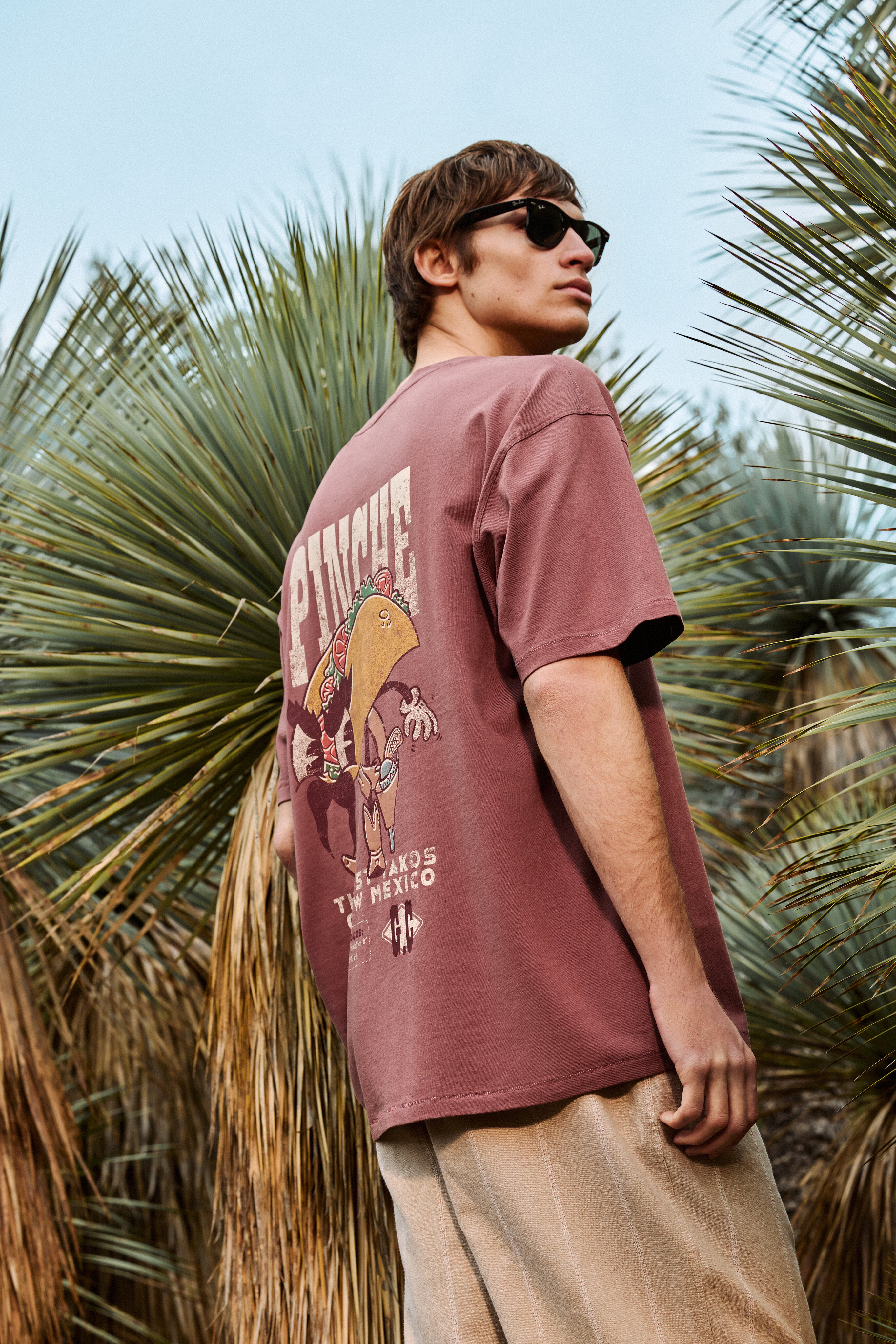T-shirt de Manga Curta Acid Wash com Estampado Posicional Rosa-1