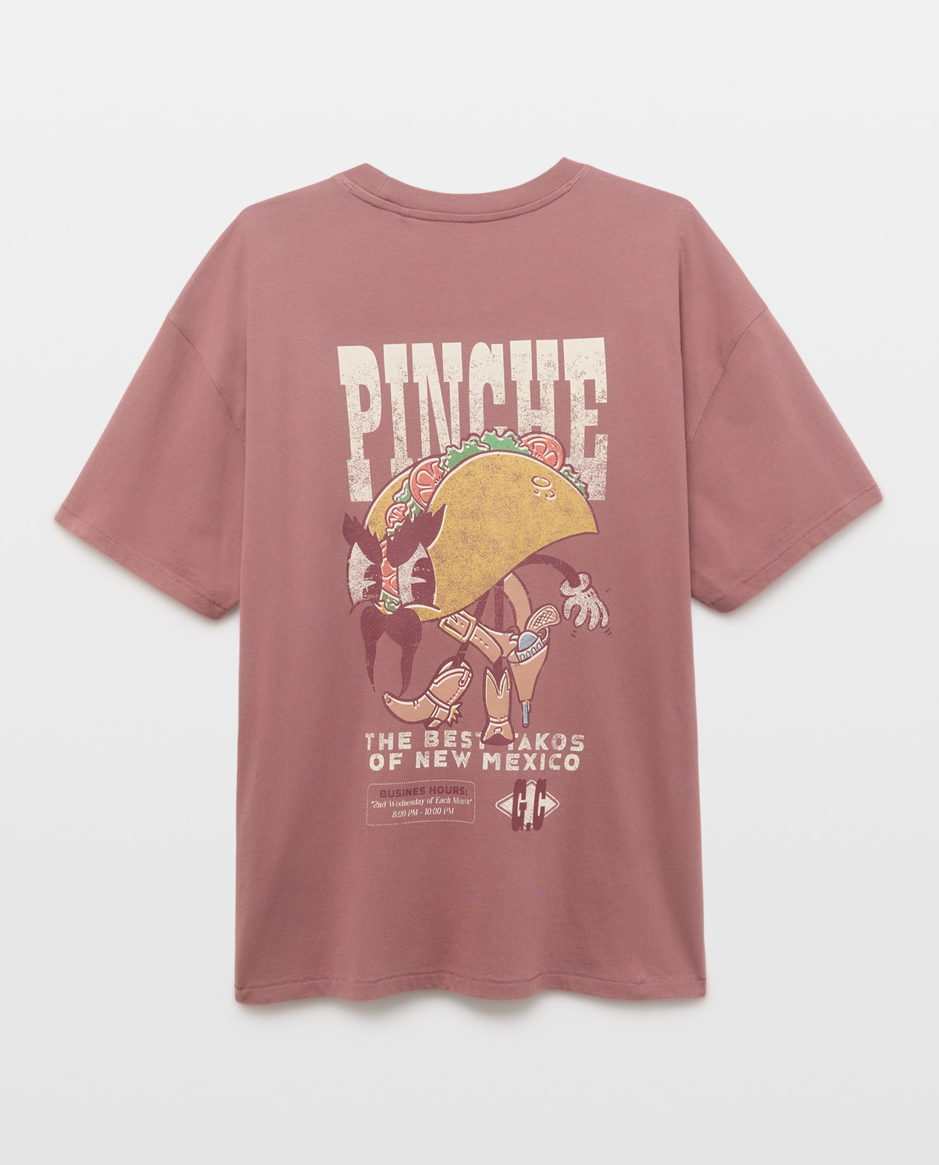 T-shirt de Manga Curta Acid Wash com Estampado Posicional Rosa-5
