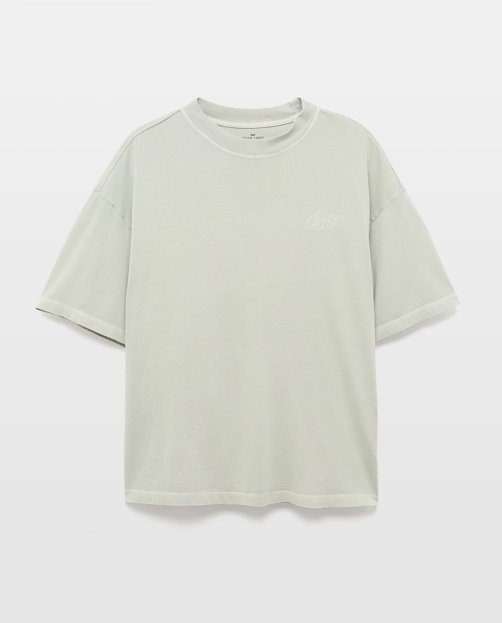T-shirt de Manga Curta com Texto Posicional Boxy Verde-4