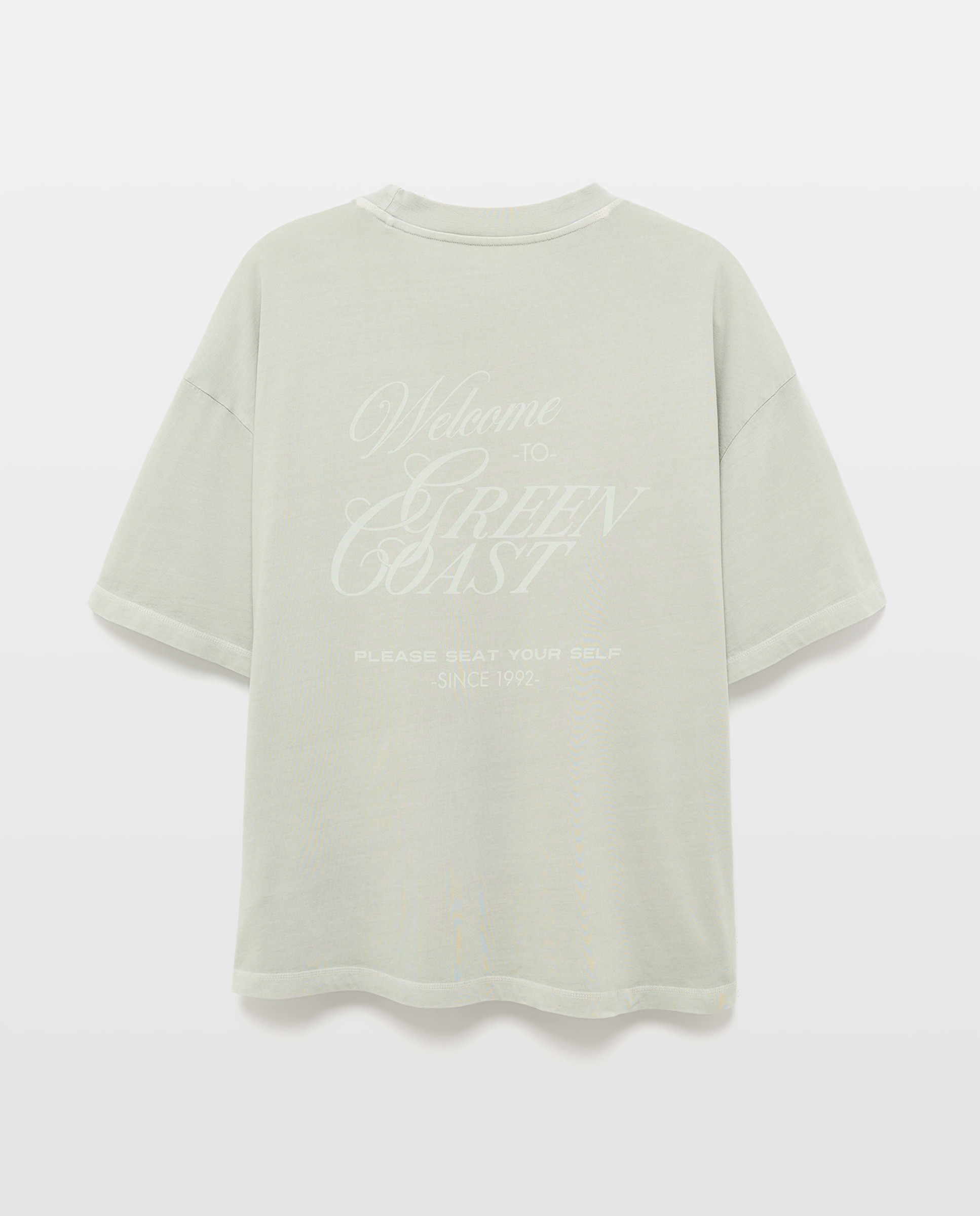 T-shirt de Manga Curta com Texto Posicional Boxy Verde-5