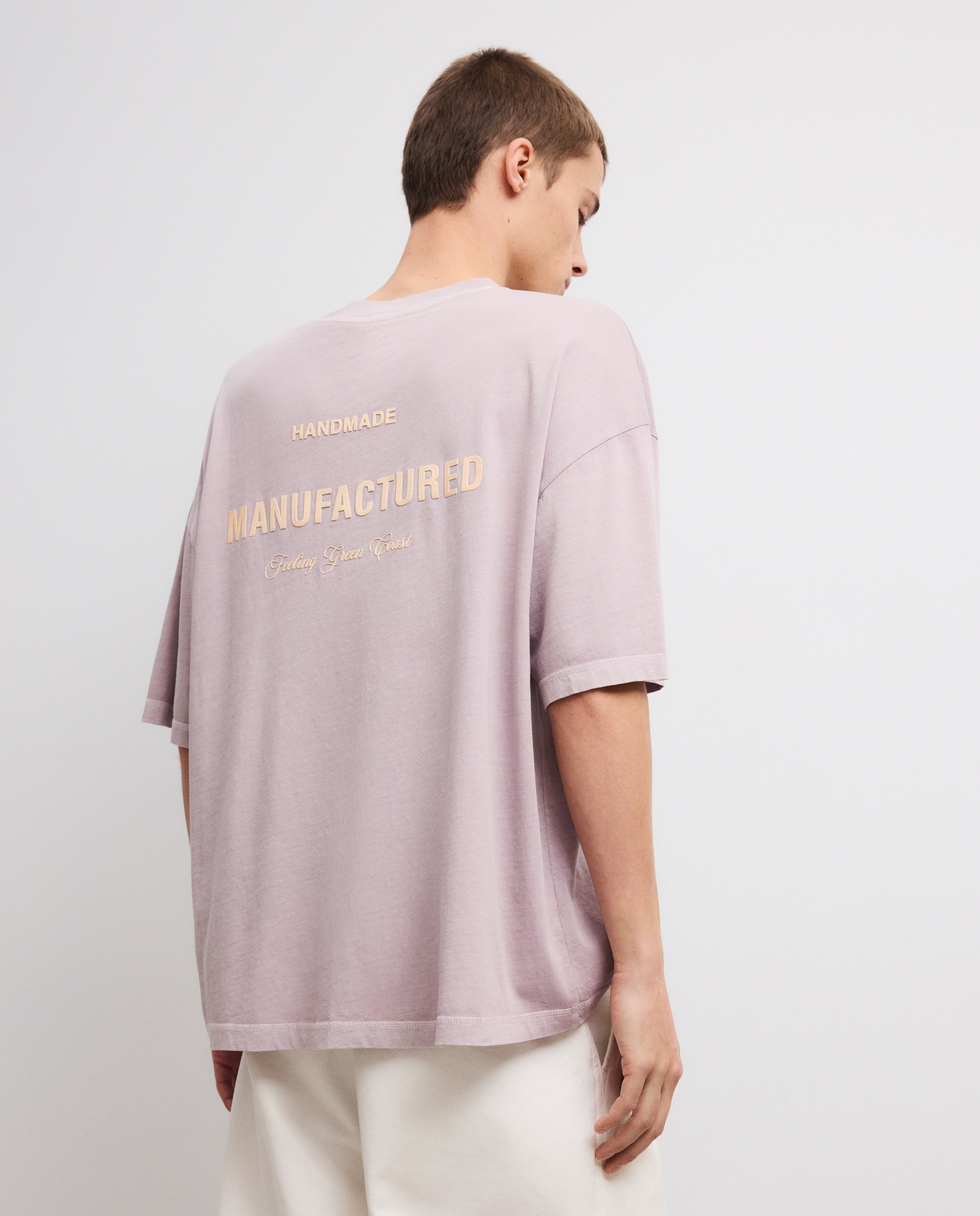 T-shirt de Manga Curta com Texto Posicional Boxy Malva-3