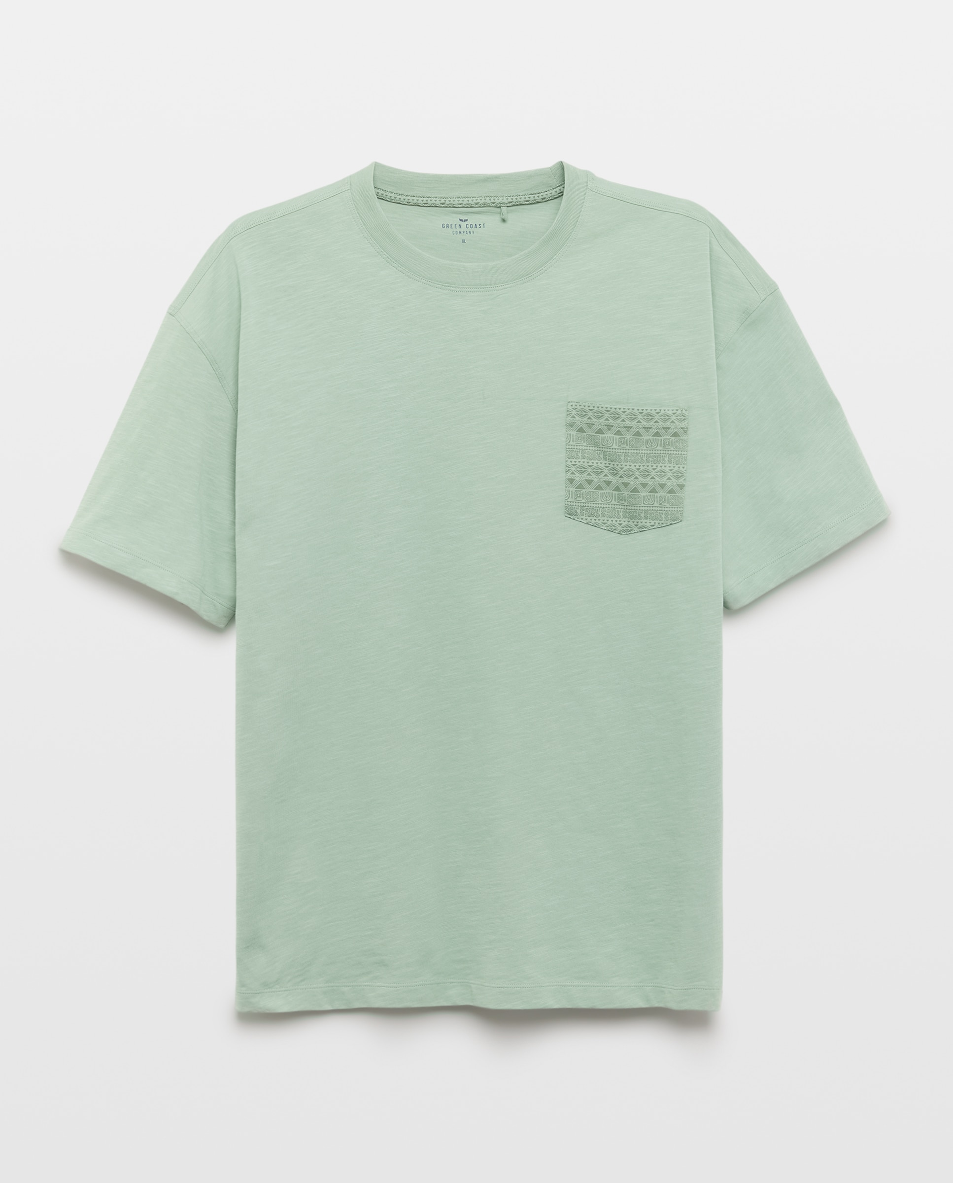 Camiseta manga corta bolsillo print geométrico de hombre - Green Coast - 510 Verde claro 510 Verde claro-4