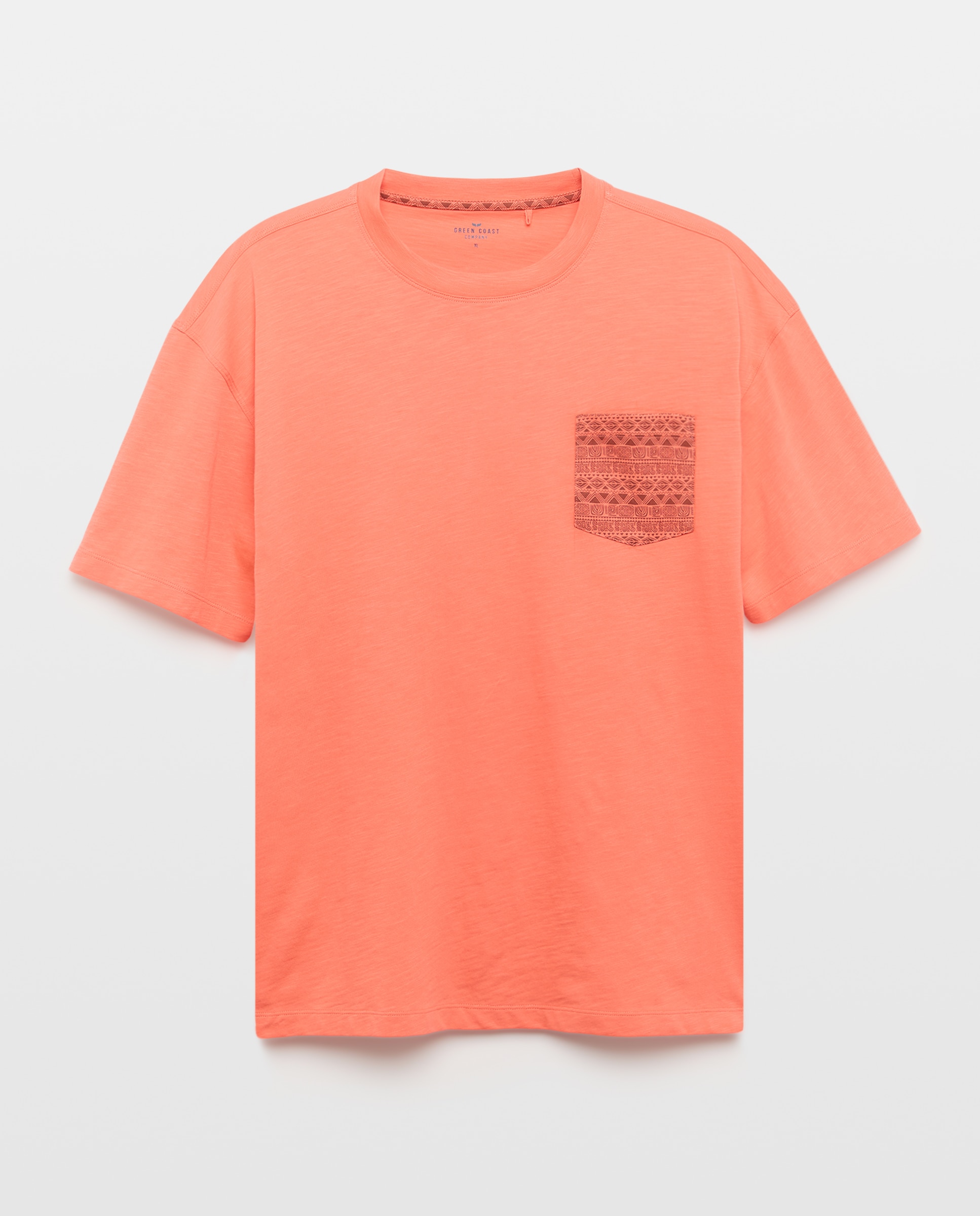 T-shirt de Manga Curta com Bolso e Estampado Geométrico 600 Vermelho-4