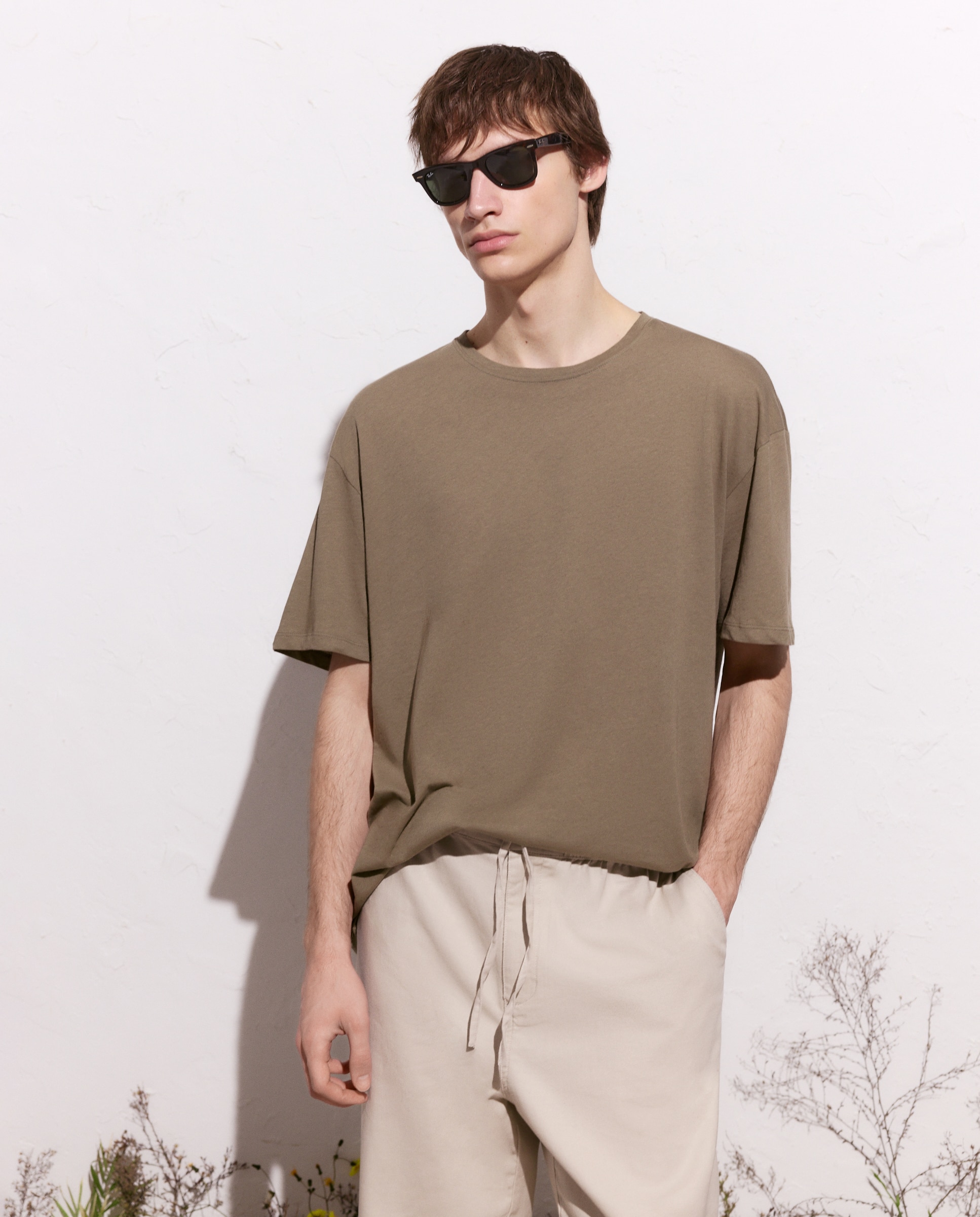 T-shirt Rústica de Linho Vison Claro-2