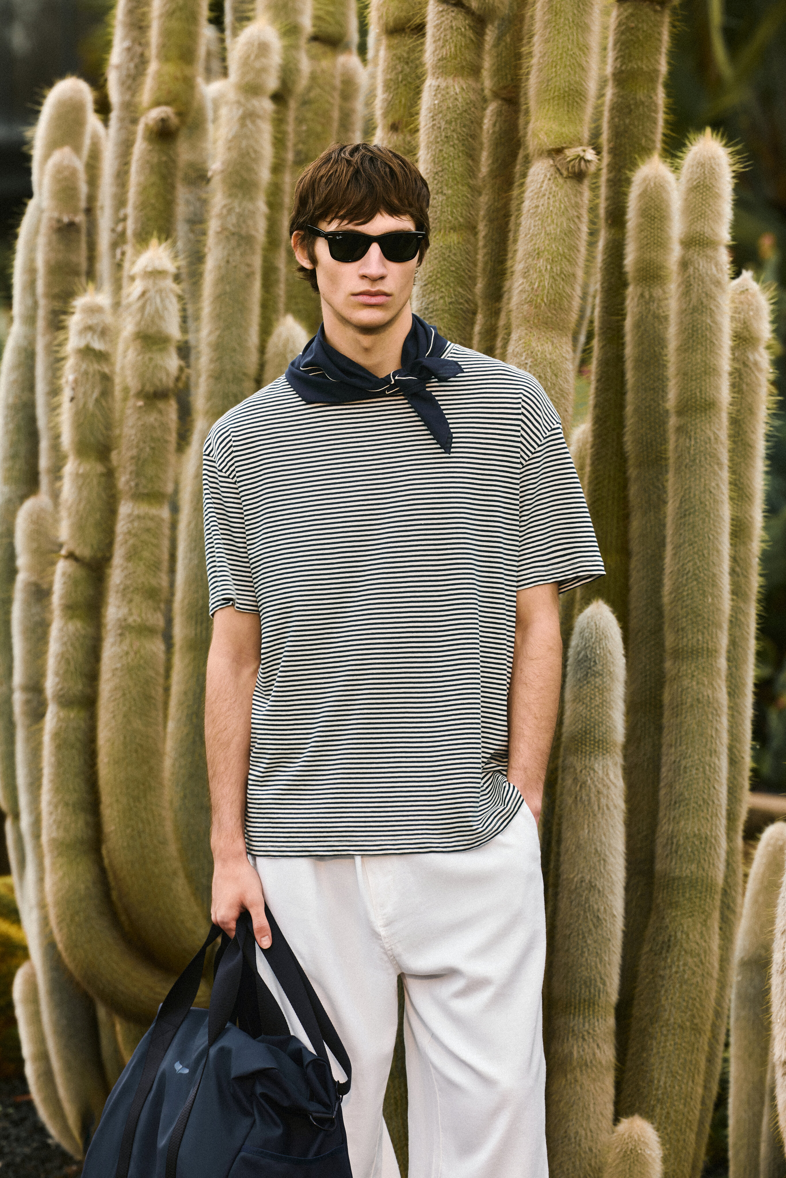 Imagem 0 de T-shirt Rústica de Linho às Riscas