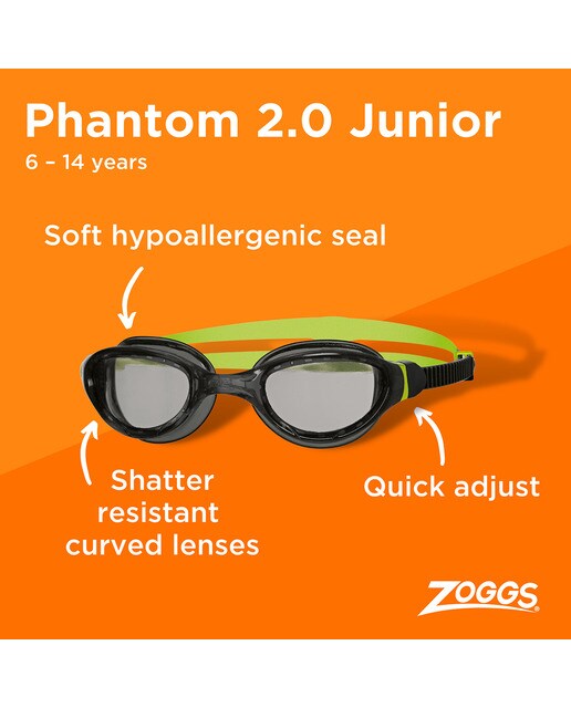Óculos de Natação de Criança Phantom 2.0 Junior Preto/Lima verde-3