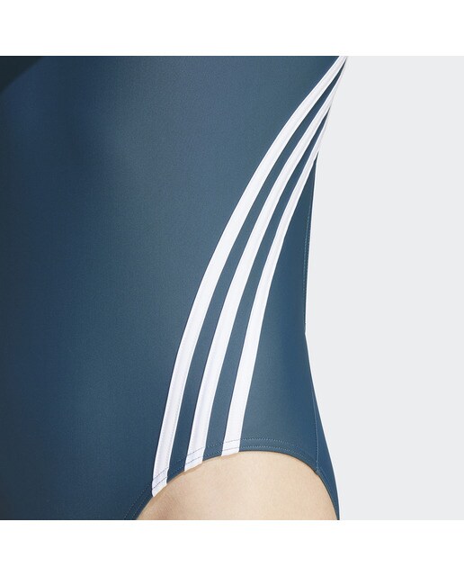 Fato de banho de mulher 3 faixas adidas Cinzento-5