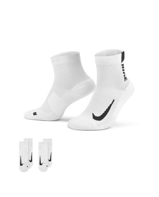 Pack de 2 pares de meias de running Multiplier Nike Branco / Preto-3