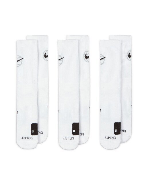 Pack de 3 Pares de Meias Everyday Crew Basketball Branco / Preto-3