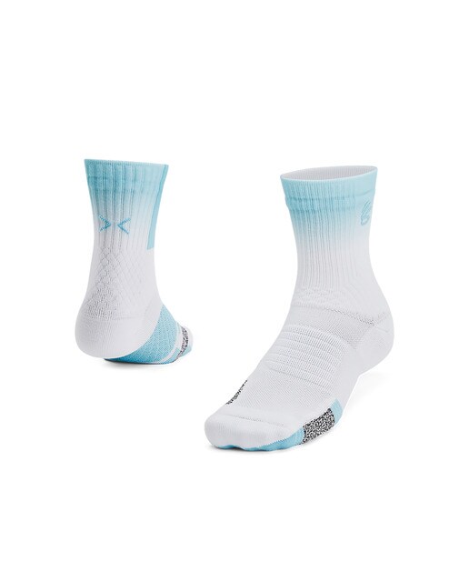 Meias Curry ArmourDry™ Playmaker Mid-Crew Branco / Azul-3