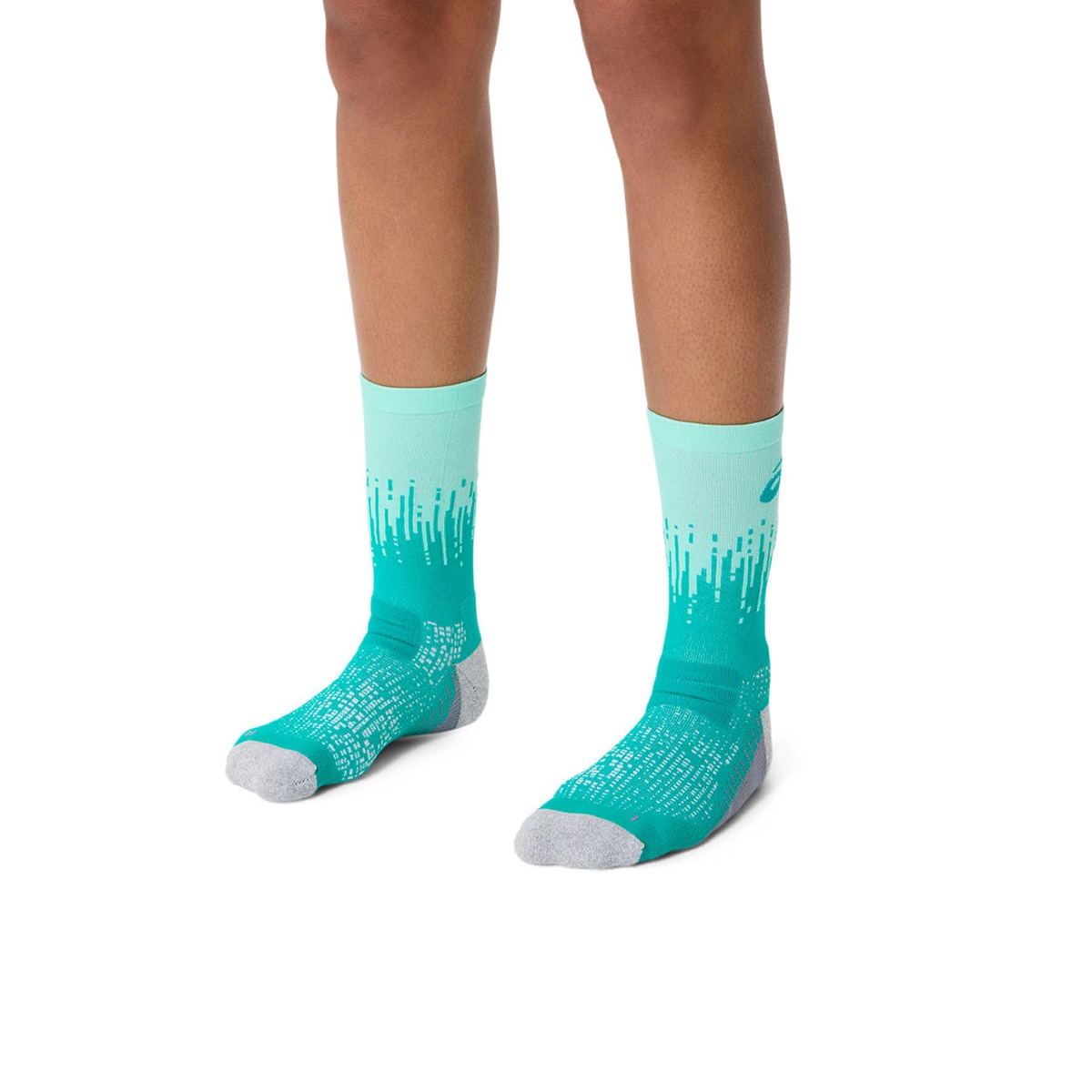 Meias de Running Unissexo Performance Run Sock Crew Verde / Branco-6