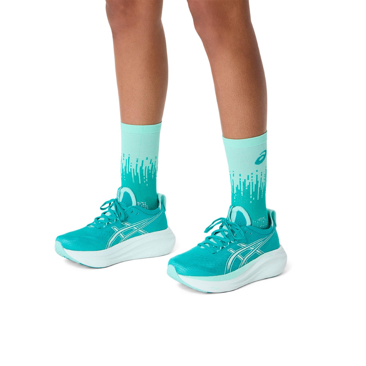Meias de Running Unissexo Performance Run Sock Crew Verde / Branco-7