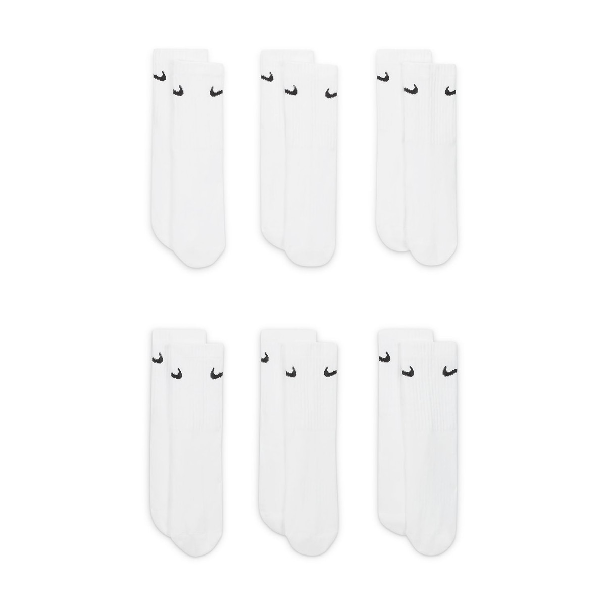 Meias Acolchoadas Crew Junior Pack 6 Pares Branco-2