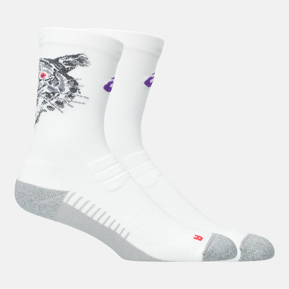 Meias Unissexo Performance Run Sock Crew Branco / Vermelho-1