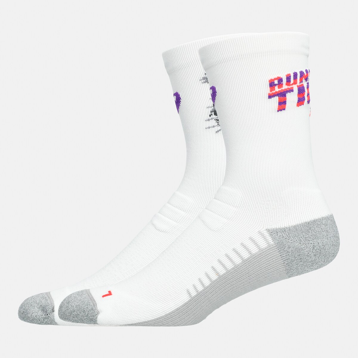 Meias Unissexo Performance Run Sock Crew Branco / Vermelho-2