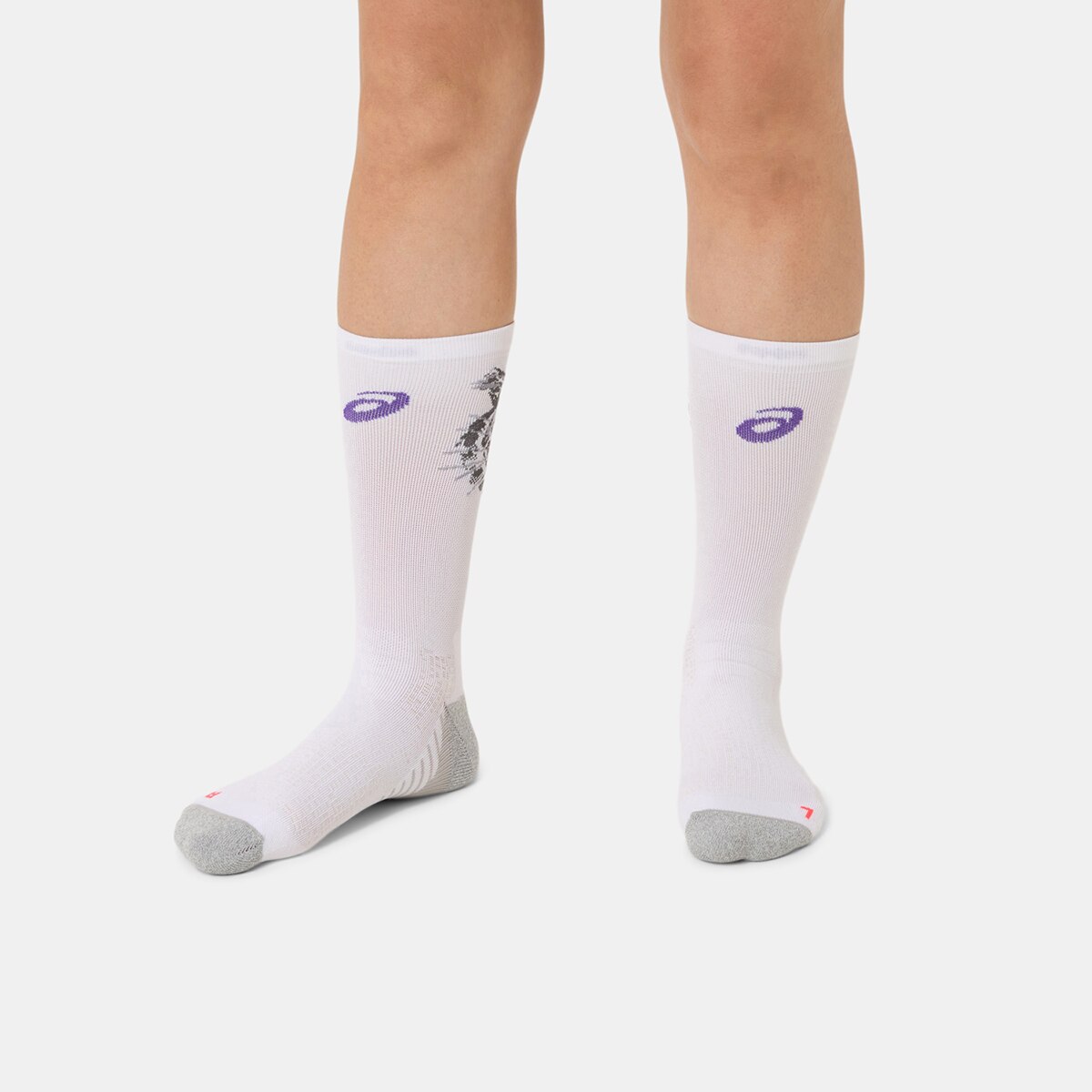 Meias Unissexo Performance Run Sock Crew Branco / Vermelho-6
