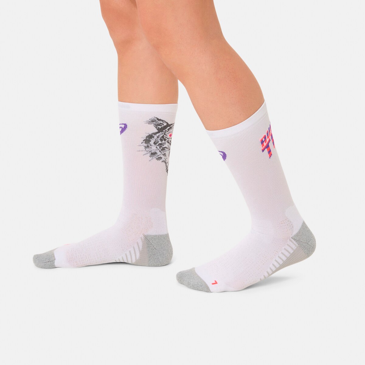 Meias Unissexo Performance Run Sock Crew Branco / Vermelho-8