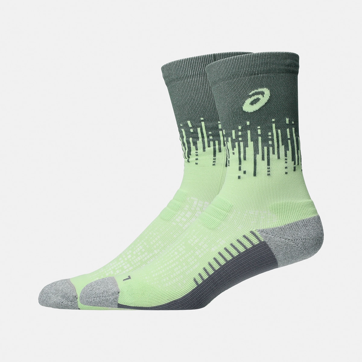 Meias Unissexo Performance Run Sock Crew Azul / Verde-2