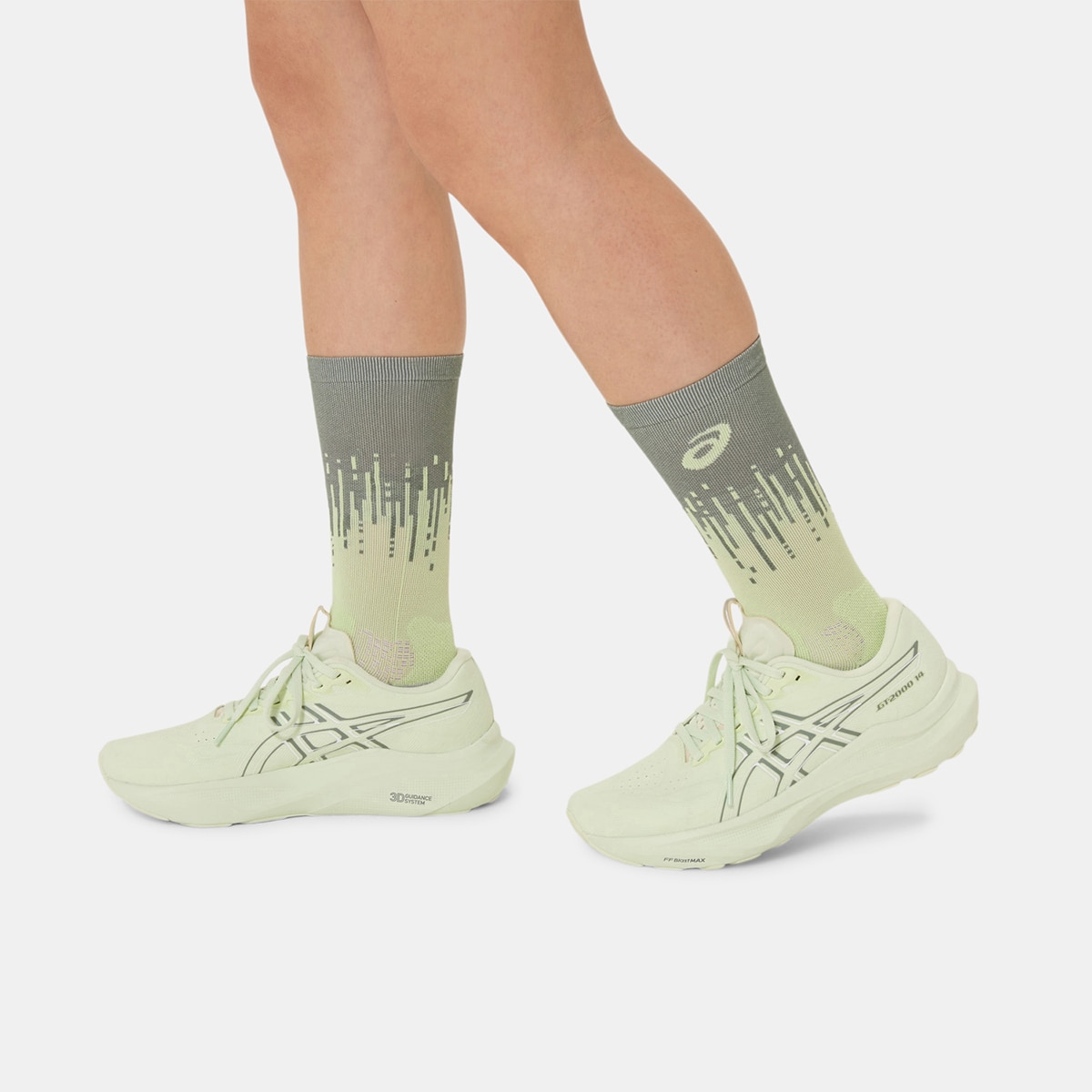 Meias Unissexo Performance Run Sock Crew Azul / Verde-7
