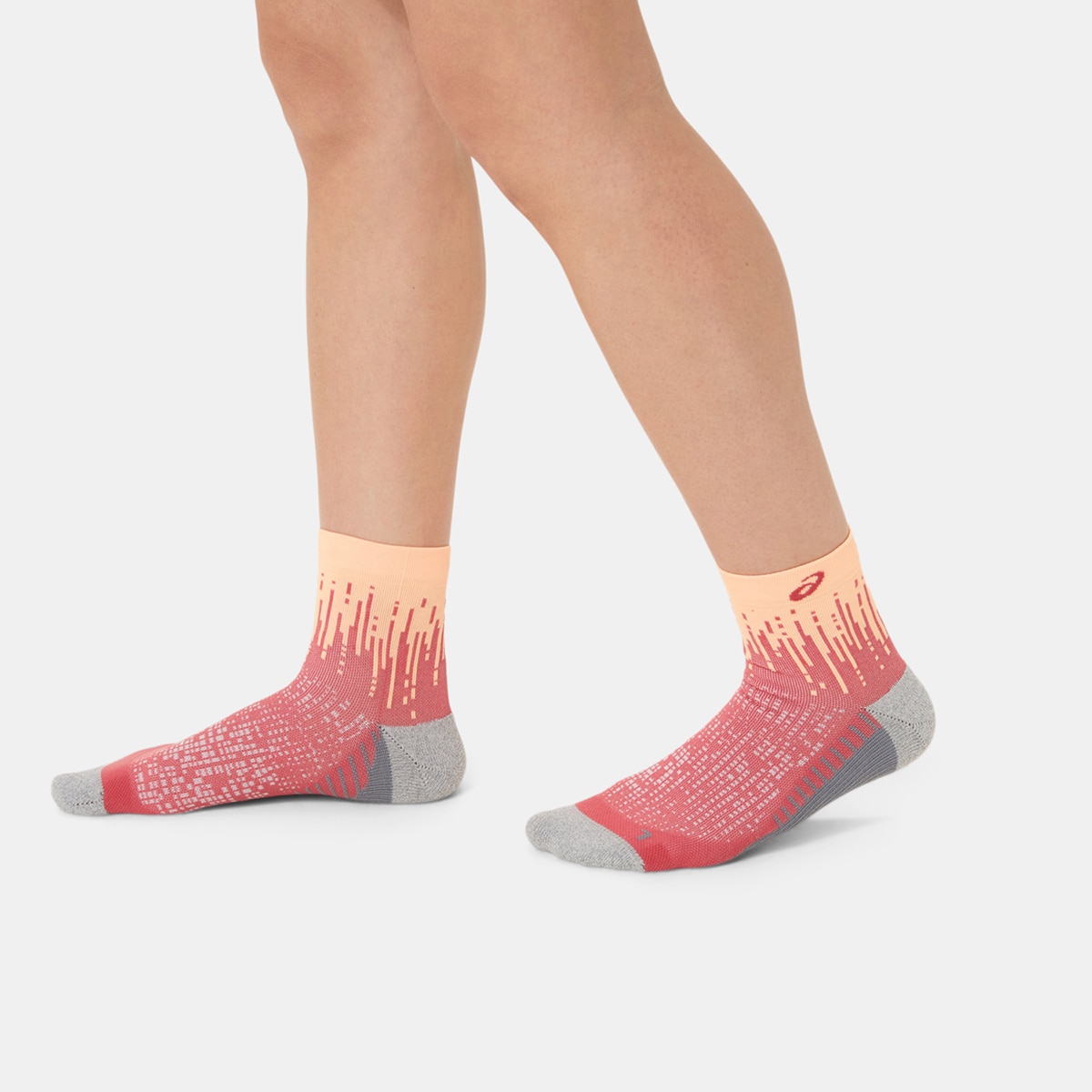 Meias Unissexo Performance Run Sock Quarter Laranja / Rosa-6