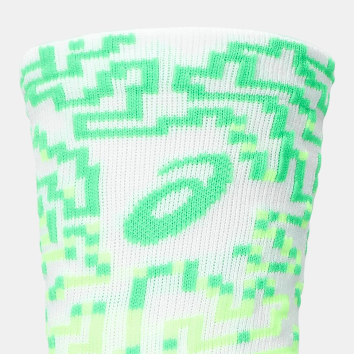 Meias Unissexo Performance Run Sock Crew Branco / Verde-3