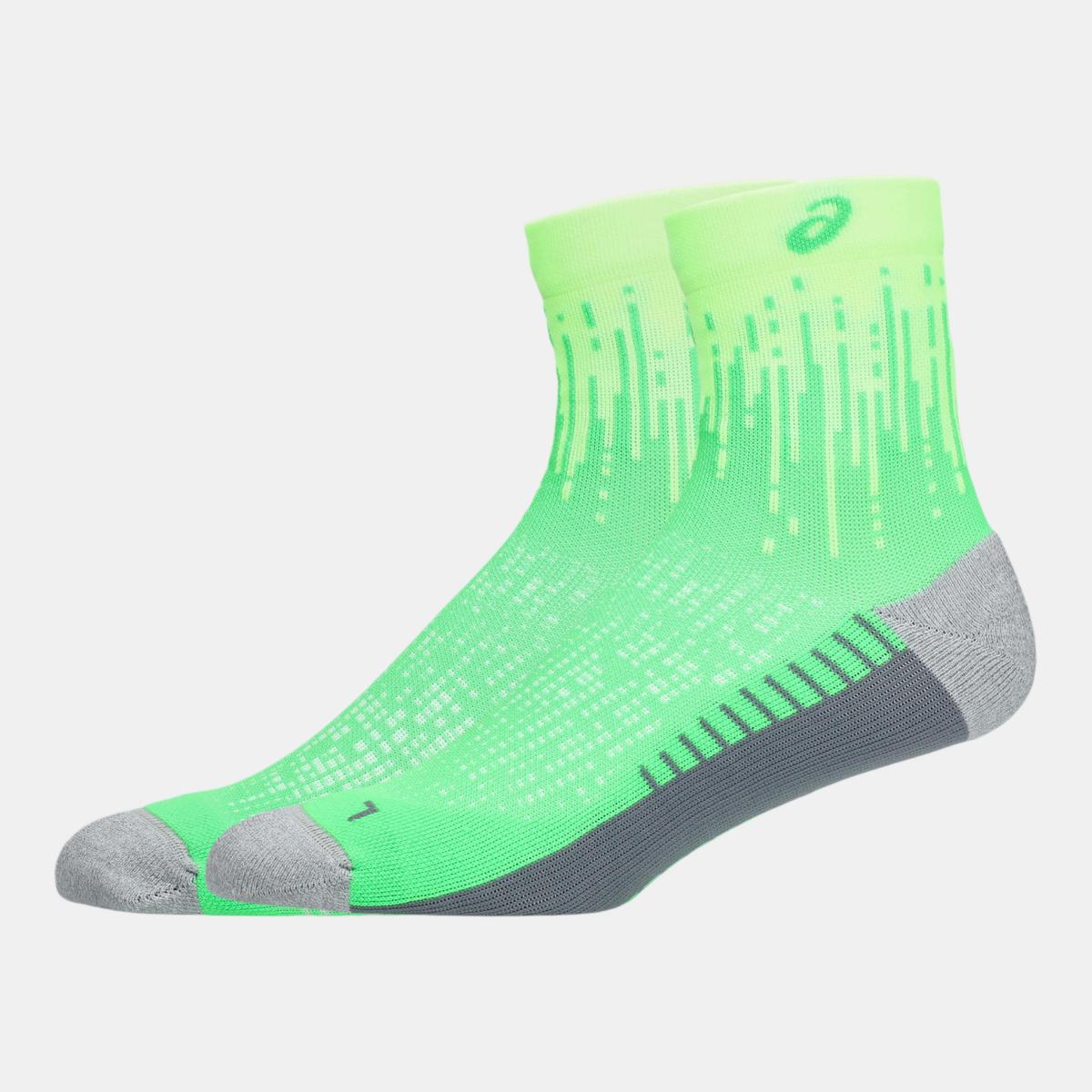 Meias Unissexo Performance Run Sock Quarter Verde-flúor-2