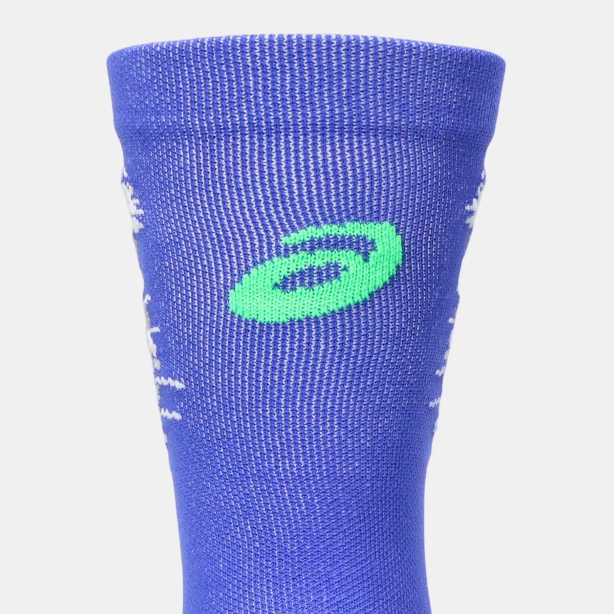Meias Unissexo Performance Run Sock Crew Azul / Verde-5