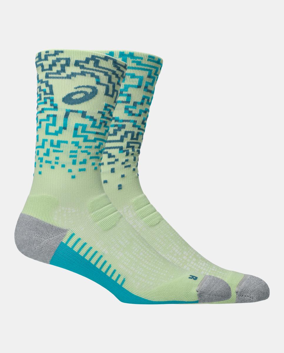 Meias de Running Unisex Perfomance Run Sock Crew Asics Amarelo / Verde-2