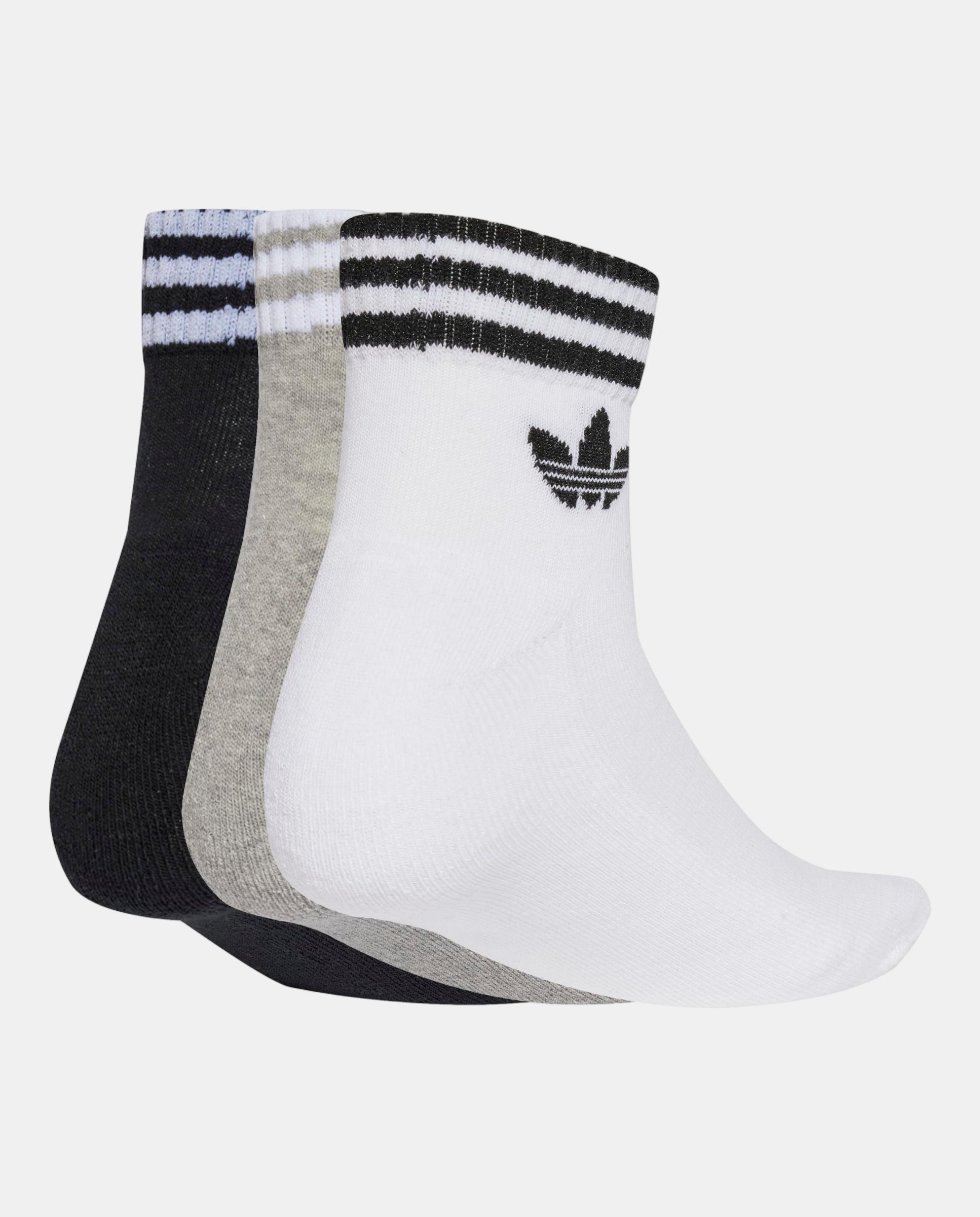 Conjunto de 3 pares de meias curtas casuais unissexo Adicolor da Adidas Branco-2