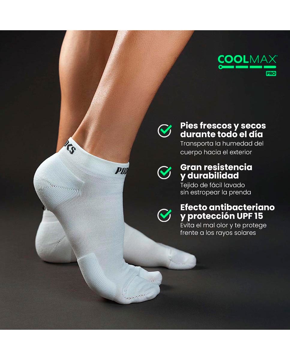 Imagen 4 de Calcetines Running Unisex Quarter Biomecanico Run Quarter Podoks - Blanco / Negro Blanco / Negro