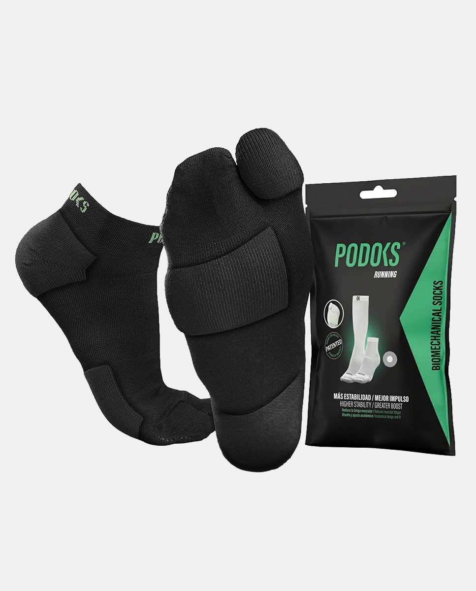 Imagen 0 de Calcetines Running Unisex Quarter Biomecanico Run Quarter Podoks Negro / Verde