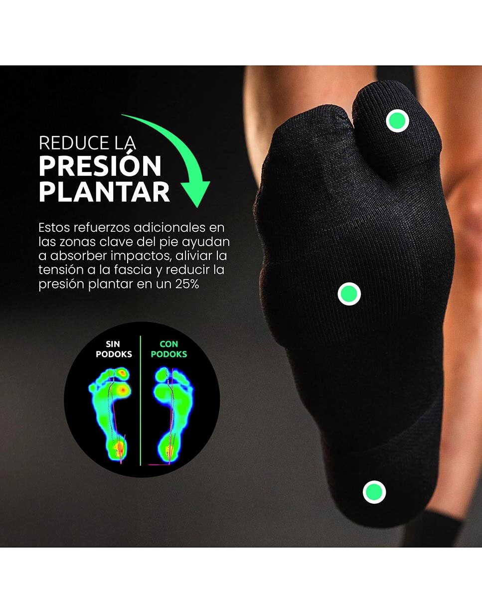 Imagen 2 de Calcetines Running Unisex Quarter Biomecanico Run Quarter Podoks - Negro / Verde Negro / Verde