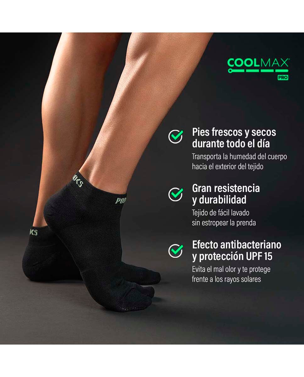 Imagen 4 de Calcetines Running Unisex Quarter Biomecanico Run Quarter Podoks - Negro / Verde Negro / Verde