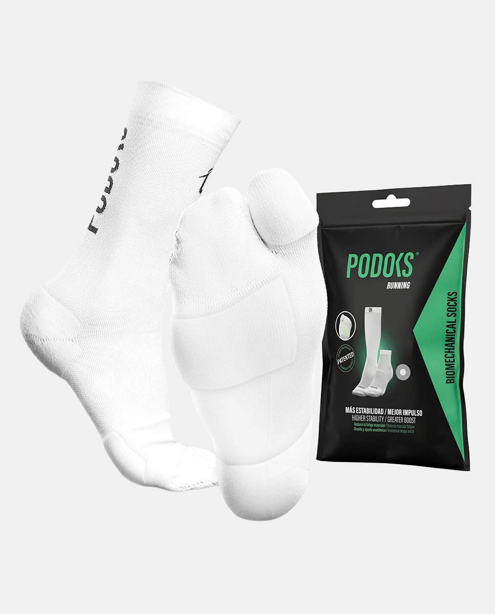 Imagen 0 de Calcetines Running Unisex Alto Biomecanico unisex Run Podoks Blanco / Negro