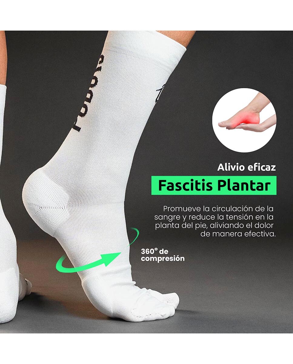 Imagen 3 de Calcetines Running Unisex Alto Biomecanico unisex Run Podoks - Blanco / Negro Blanco / Negro